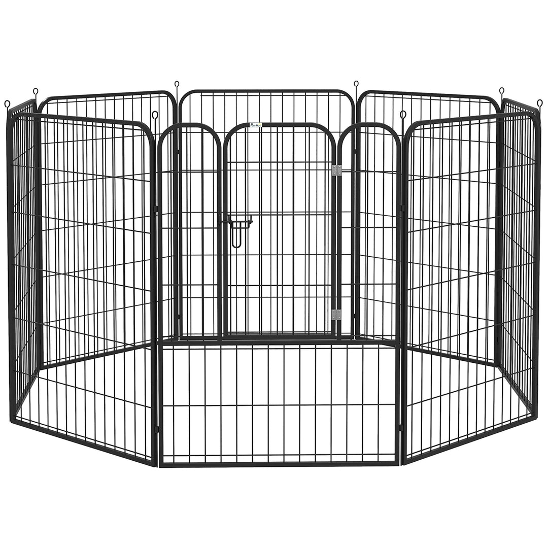 MCL 8 Panels Heavy Duty Puppy Playpen, for Large, Medium Dogs, Indoor and Outdoor Use - Black