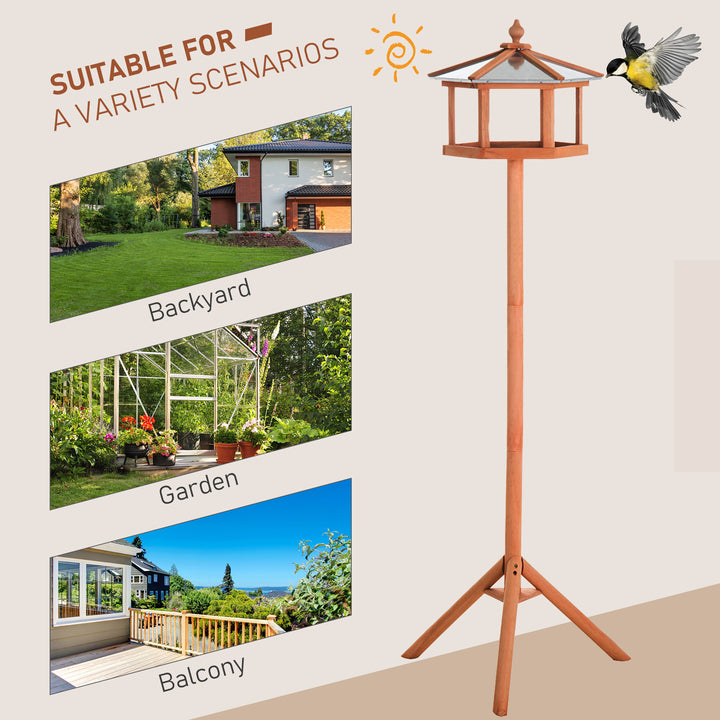 PawHut Portable Wooden Bird Feeder Station with Stand for Outdoor Use, Ideal for Garden, Patio, or Balcony | Aosom UK