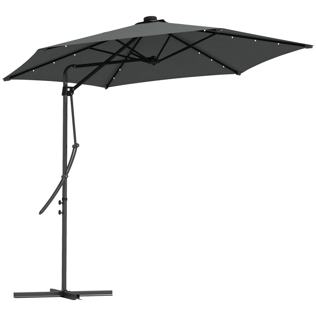 3(m) Solar LED Cantilever Parasol - Dark Grey
