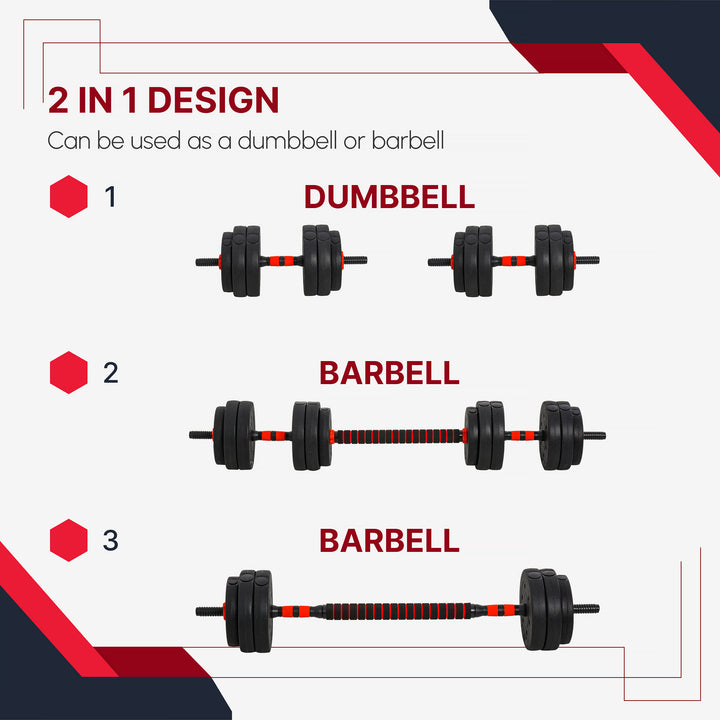 25kg 2 IN 1 Adjustable Dumbbells Weight Set, Dumbbell Hand Weight Barbell for Body Fitness, Lifting Training for Home, Office, Gym, Black