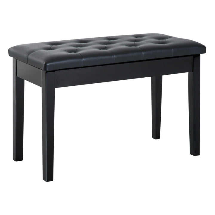 HOMCOM Elegant Piano Bench with Storage, PU Leather Upholstered Dressing Table Stool, 76x36x50cm, Black | Aosom UK