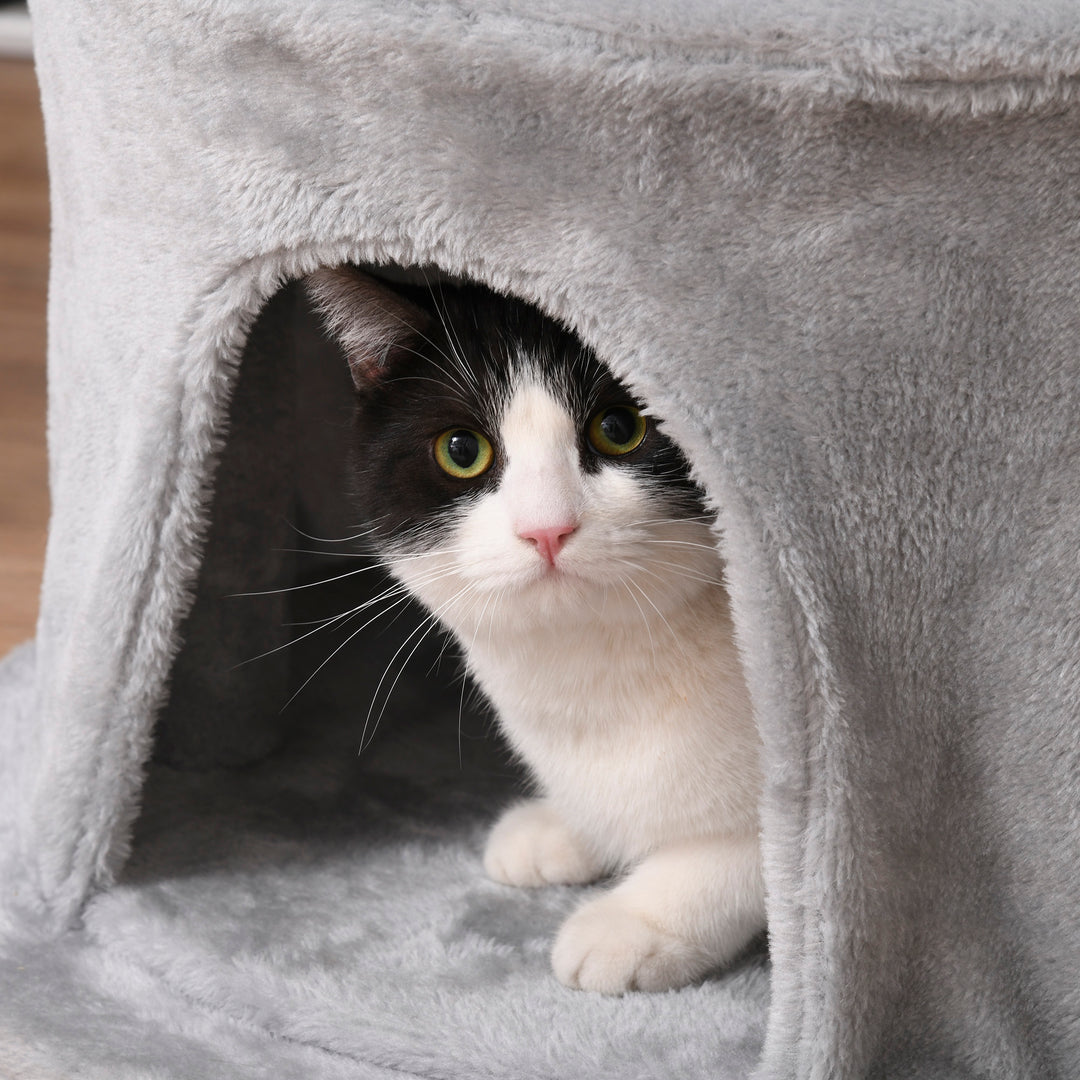 Cat Tree for Indoor Cats Kitten Tower Multi-level Activity Centre Pet Furniture with Scratching Post Condo Hanging Ropes Plush Perches Grey