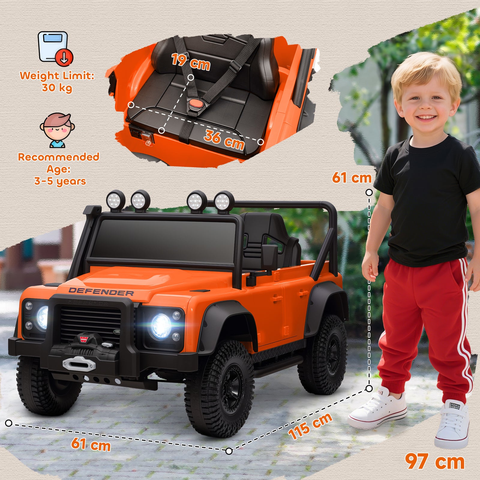 Kids Ride On Car with Remote Control, Music, Horn, 4 Spring Suspension