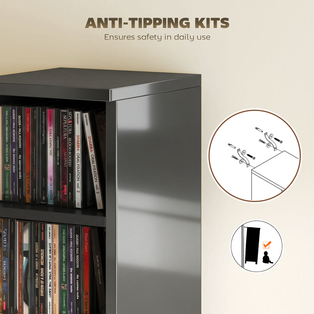 Set of 2 CD Media Display Shelf Unit Tower Rack with Adjustable Shelve