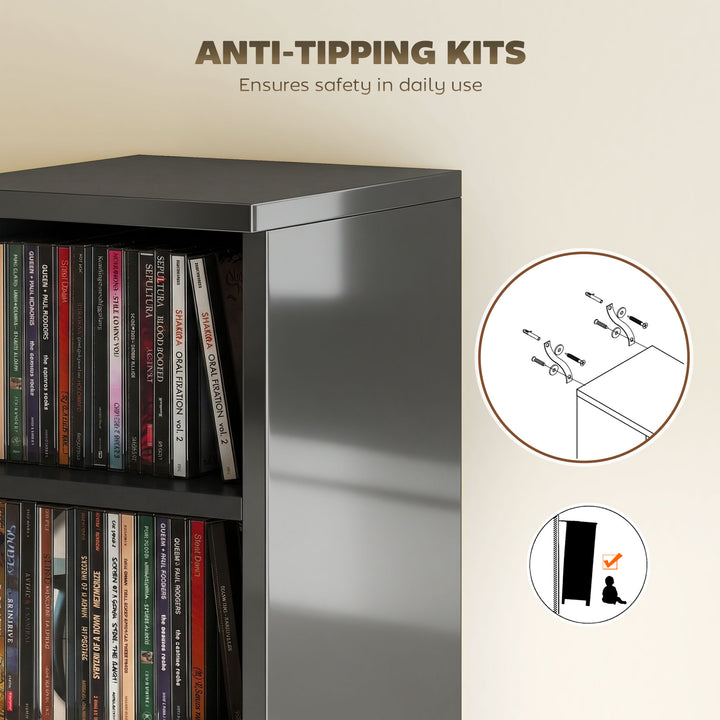 Set of 2 CD Media Display Shelf Unit Tower Rack with Adjustable Shelve