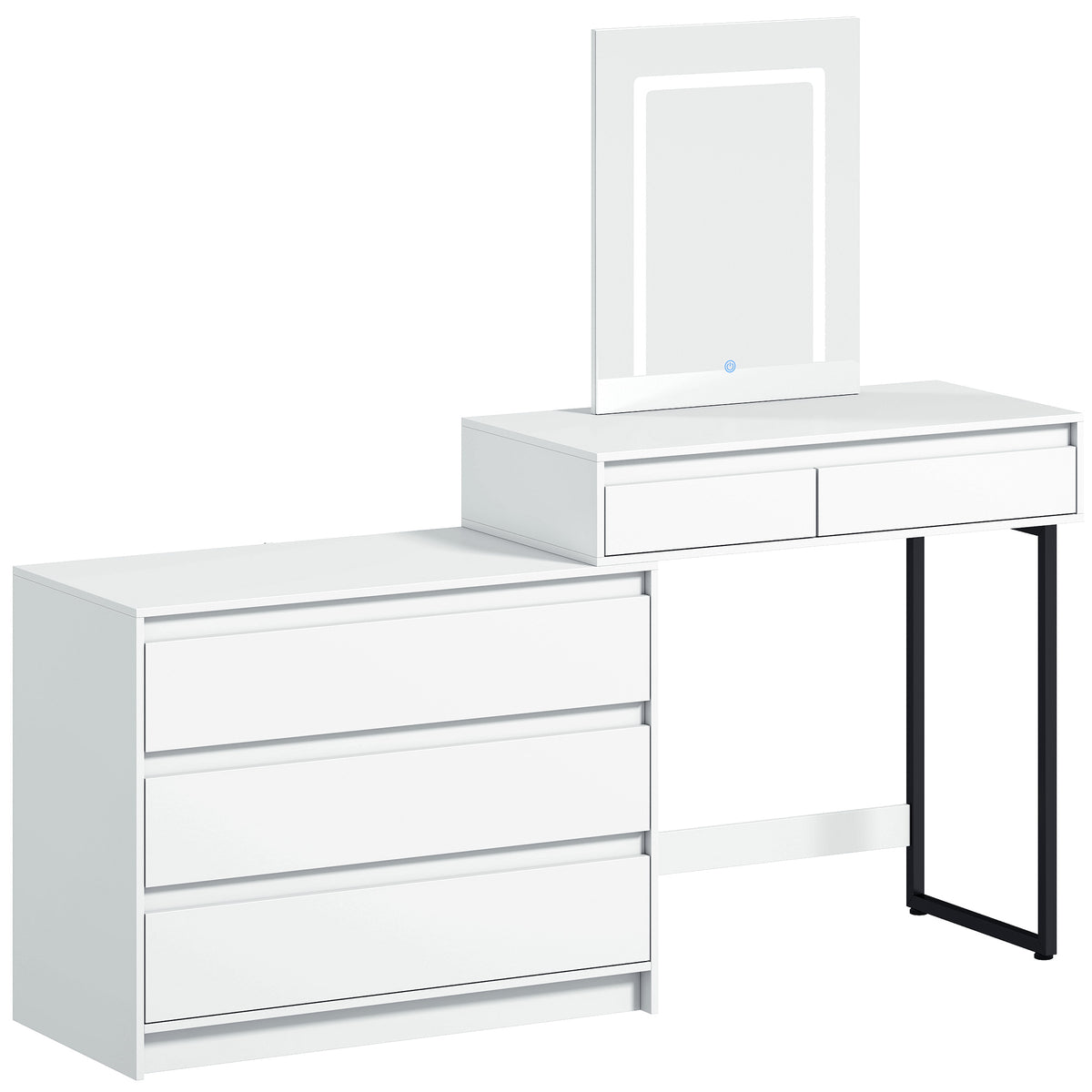 Vanity Makeup Desk LED Mirror Dressing Table Large Storage 5 Drawers