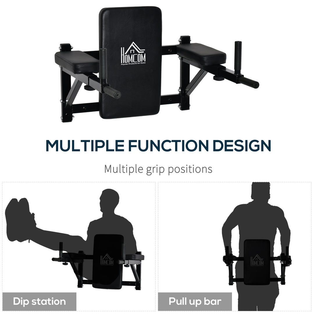 Wall Mounted Dip Station Knee Leg Raise Chin Up Pull Up Rack Home Gym Fitness Exercise Workout Bars New