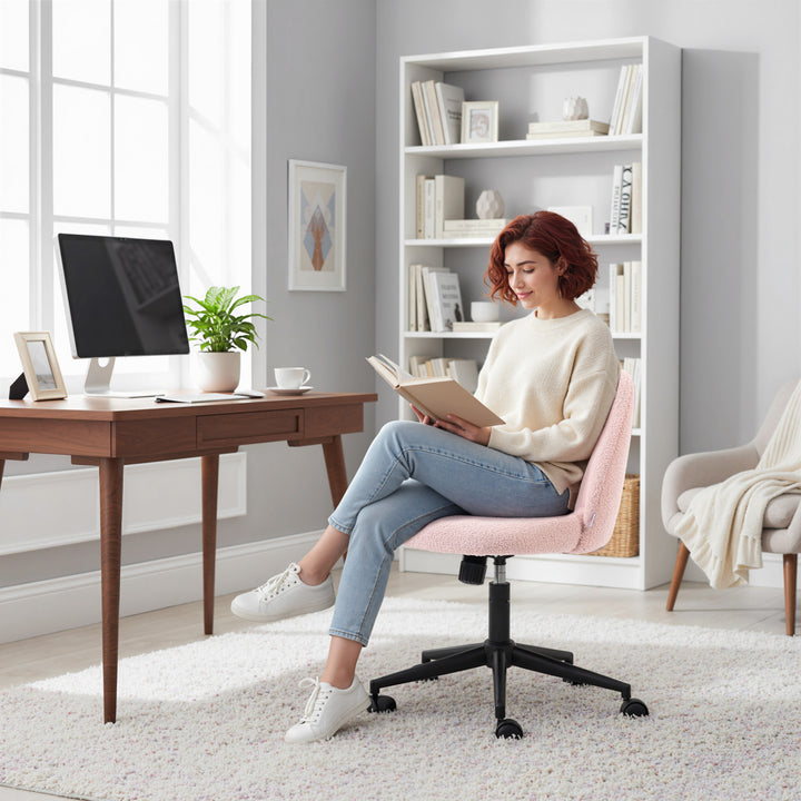 Teddy Fleece Office Chair with Wheels