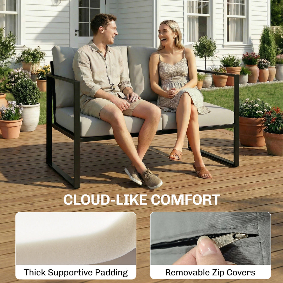 Outdoor Garden Furniture Set, 4 Piece Patio Furniture with Slatted Tab