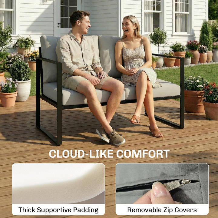 Outdoor Garden Furniture Set, 4 Piece Patio Furniture with Slatted Tab