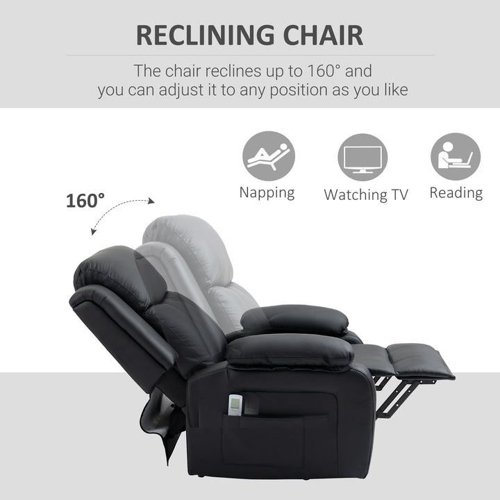 Riser and Recliner Chair with Massage, Power Lift Recliner Chair for Elderly with Remote Control, Extended Footrest, Dual Side Pockets, Overstuffed Electric Reclining Armchair, Black
