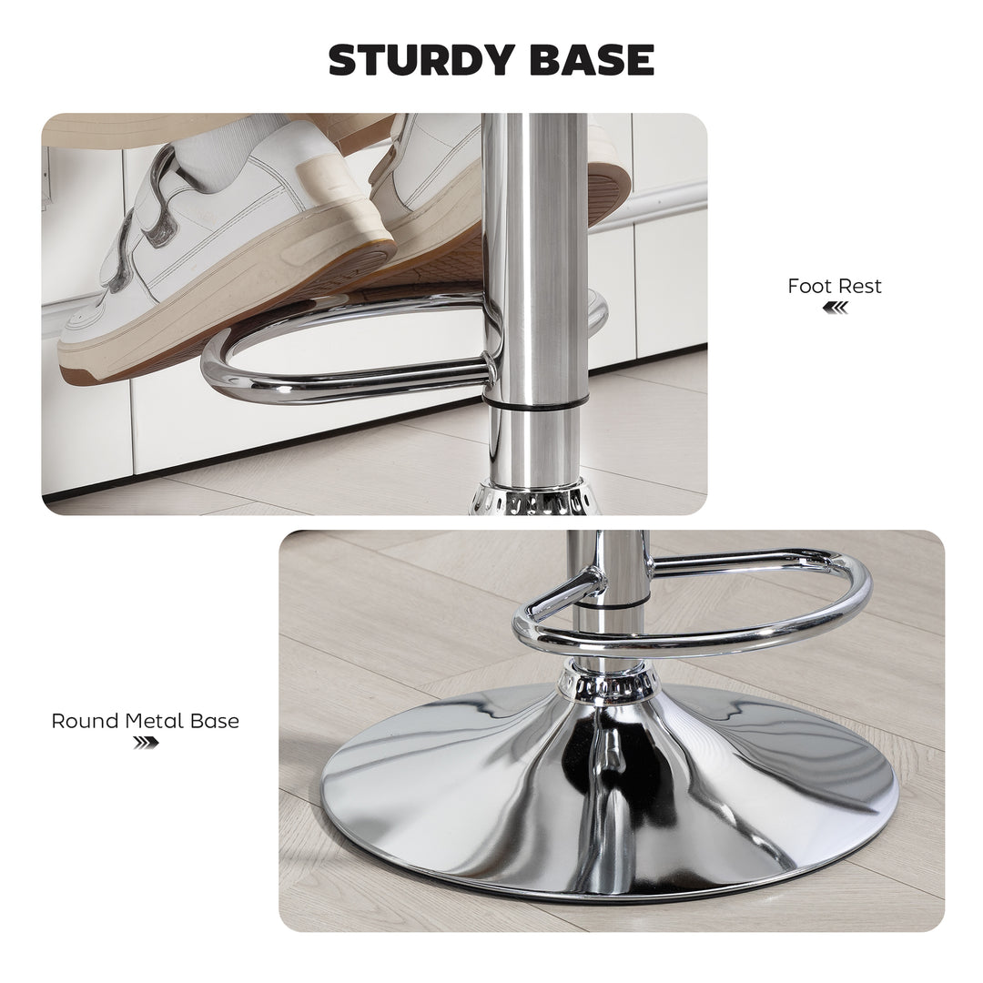 MCL PU Leather Upholstered Swivel Bar Stool, Height Adjustable with Back, Armrest, Footrest, Grey