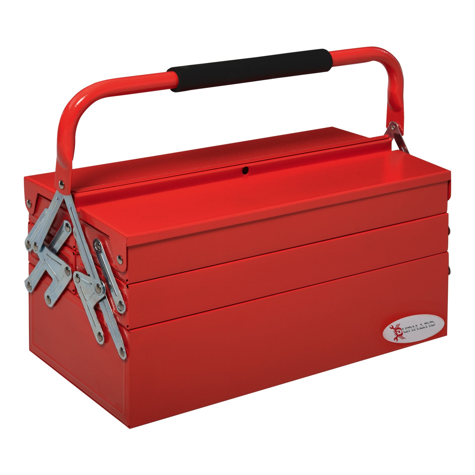 Metal Tool Box 3 Tier 5 Tray Professional Portable Storage Cabinet Workshop Cantilever Toolbox with Carry Handle, 45cmx20cmx34.5cm, Red