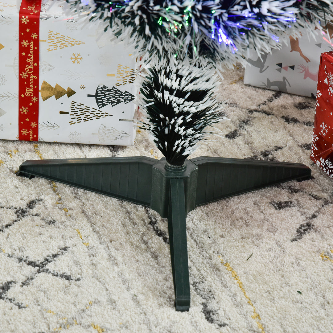 MCL 3ft Artificial Prelit Christmas Tree, Snow Xmas Tree with Colourful LED Lighting Fiber Optics, Green White