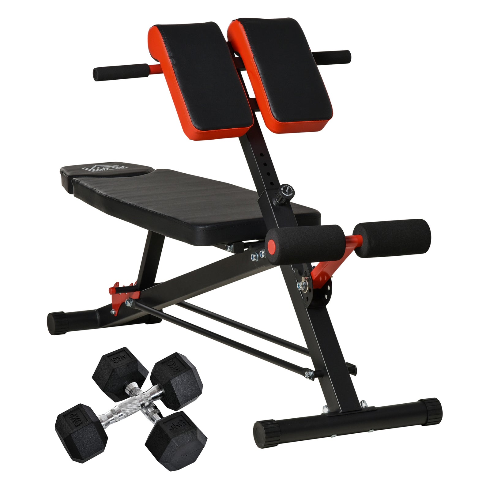 Multifunction Weight Bench with 2 Dumbbells, 7-Level Adjustable Hyper Extension Sit-up Bench