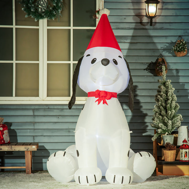 MCL 6ft Inflatable Christmas Puppy Dog Wearing Santa Hat Lighted Outdoor Decoration Blow Up Decor for Holiday Indoor