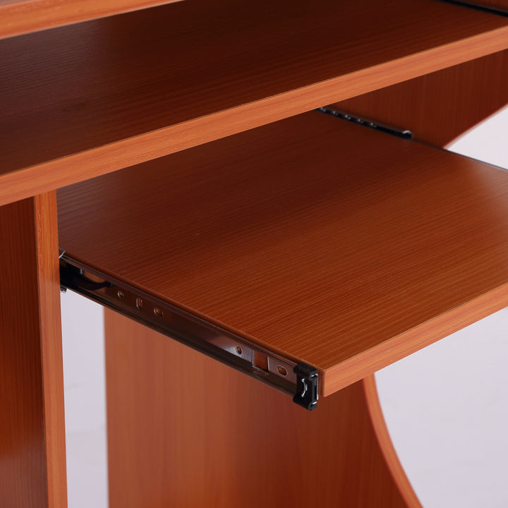 Multi-Storage Compact Work Desk, with Wheels - Cherry Wood Colour