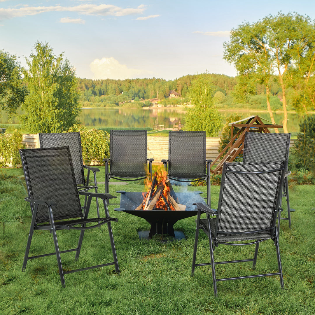 Set of Six Folding Garden Chairs - Black