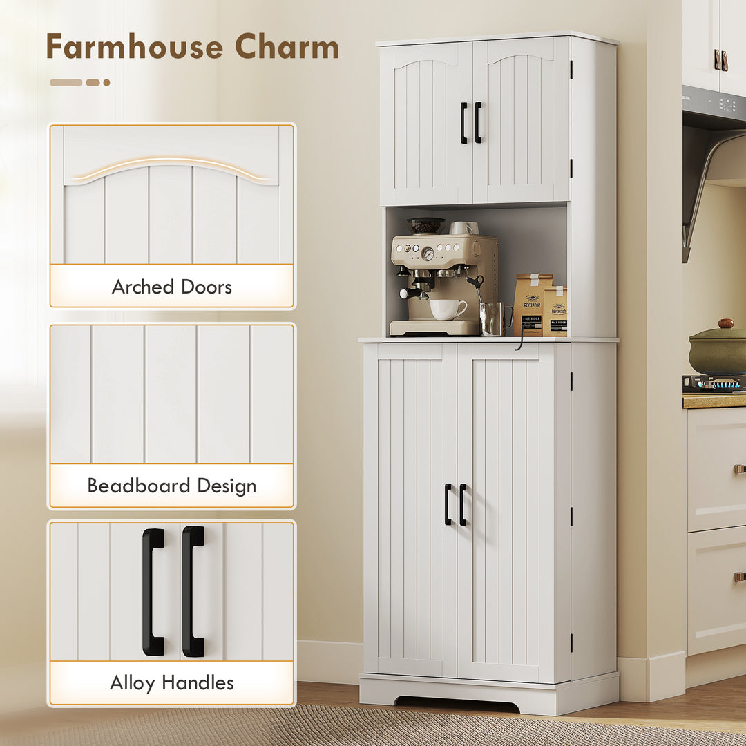 181.5 cm Freestanding Storage Cabinet, Tall Kitchen Cupboard with Adju