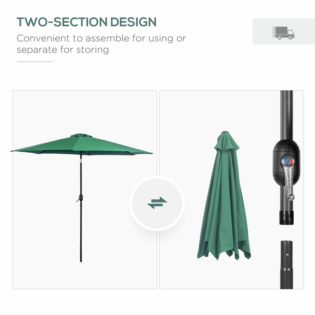 MCL 3(m) Tilting Parasol Garden Umbrellas, Outdoor Sun Shade with 8 Ribs, Tilt and Crank Handle for Balcony, Bench, Garden, Green