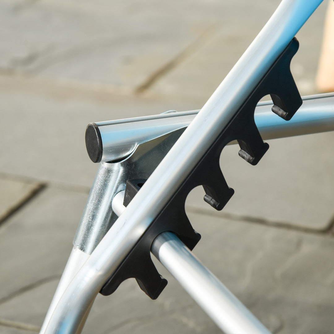 MCL Foldable Outdoor Sun Lounger, Reclining Lounge Chair Camping Bed Cot with Pillow 4-Level Adjustable Back Aluminium Frame, Blue