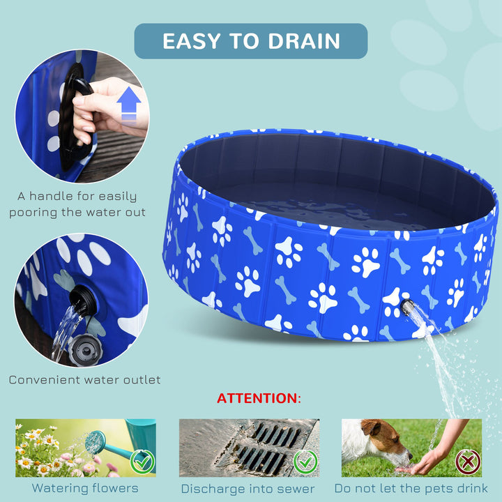 PawHut Dog Swimming Pool, Foldable Pet Bathing Tub, Indoor/Outdoor Shower Pool for Dogs and Cats, 100 鑴?30H cm, Small, Blue | Aosom UK