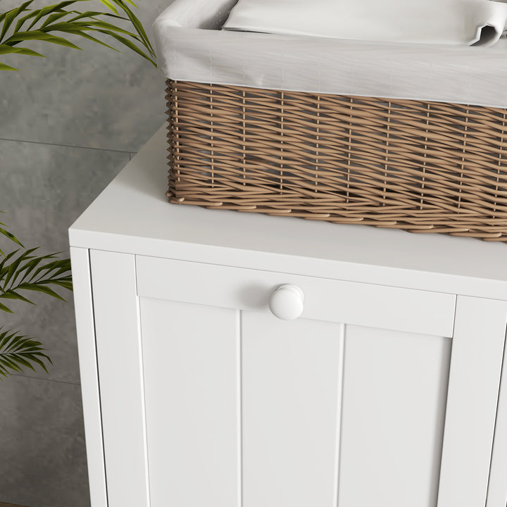 Double Hamper Laundry Storage Cabinet - White