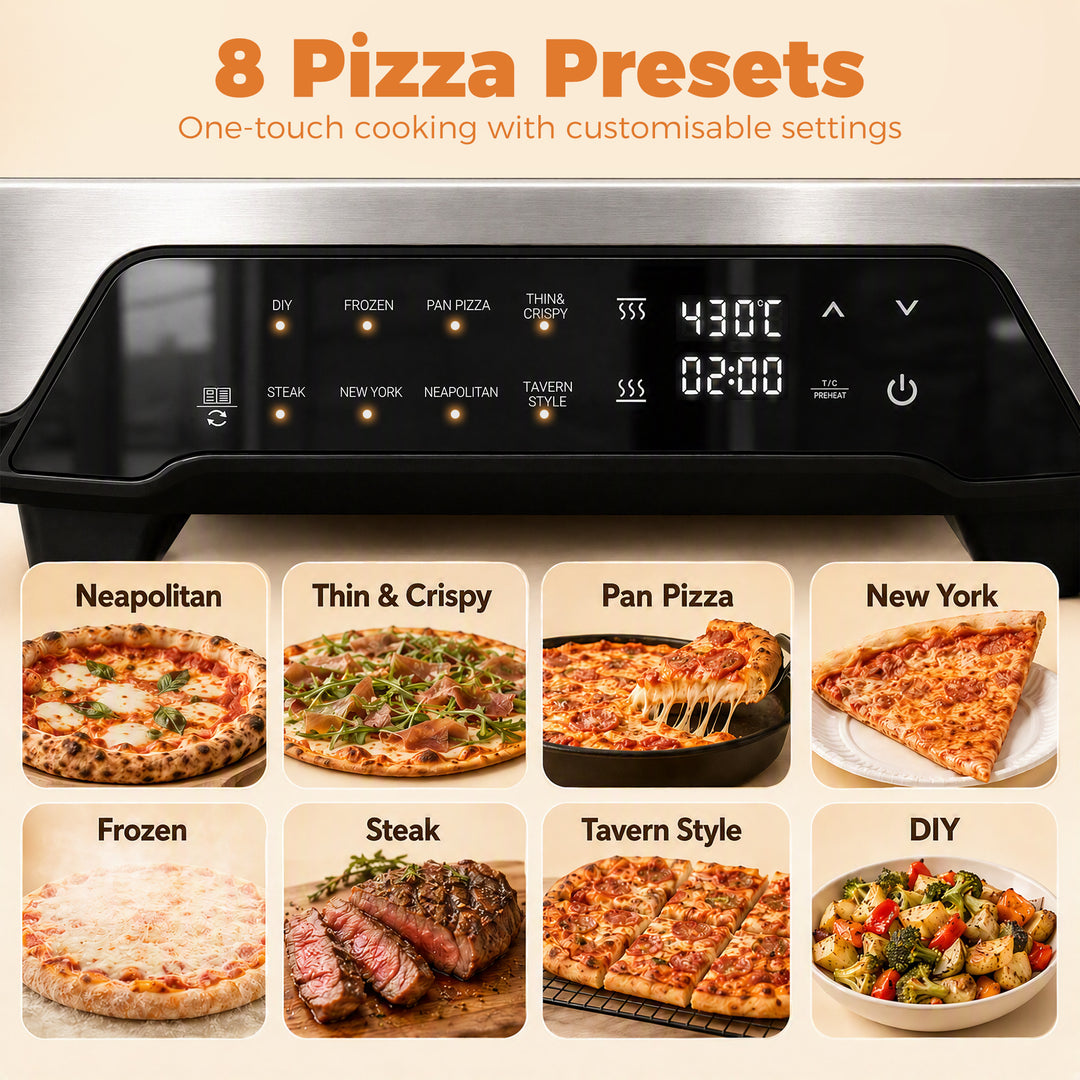 Electric Pizza Oven, 12 Inch Pizza Maker with 8 Preset Modes and Ceram