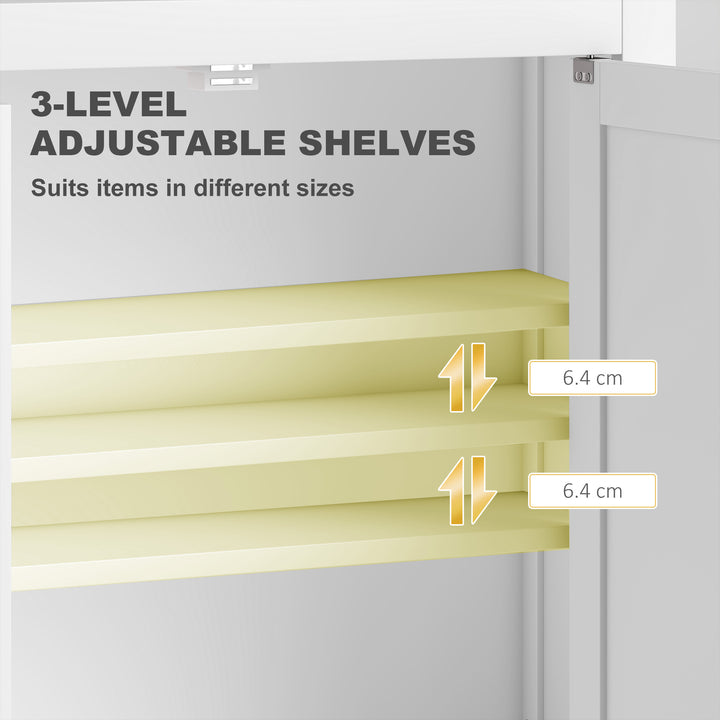 Bathroom Wall Cabinet with Adjustable Shelves - White