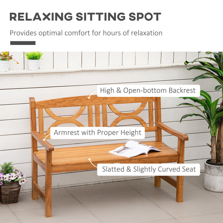 2-Seater Wooden Garden Bench Outdoor Patio Loveseat for Yard, Lawn, Porch, Natural