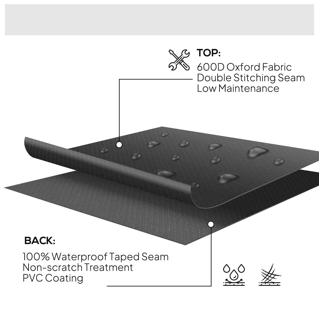 Garden Patio Large Furniture Set Round Cover 600D Oxford Waterproof, Ф193 x 80H cm, Black