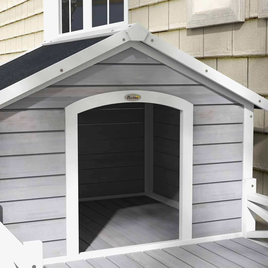 Small/Medium Dog House with Porch, Grey
