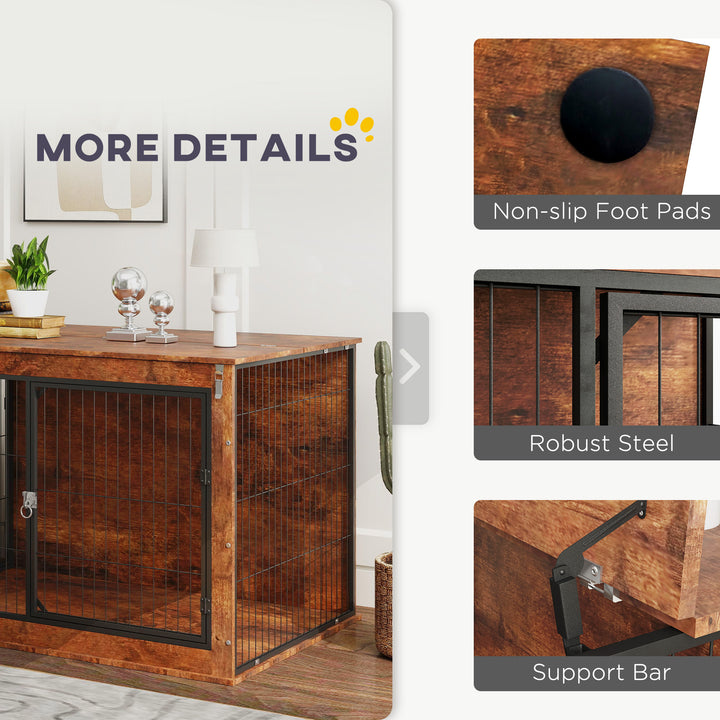 Dog Crate Furniture with Openable Top, Two Doors, for Extra Large Dogs, Rustic Brown