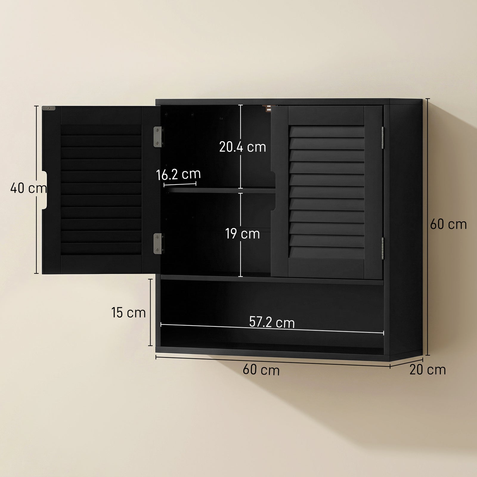 Bathroom Cabinet, Wall Mounted Storage Cabinet with Adjustable Shelves
