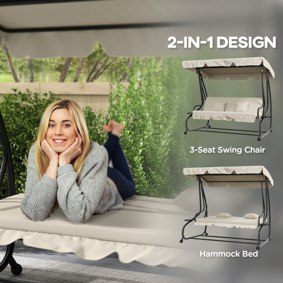Convertible Three-Seater Swing Chair Bed - Cream