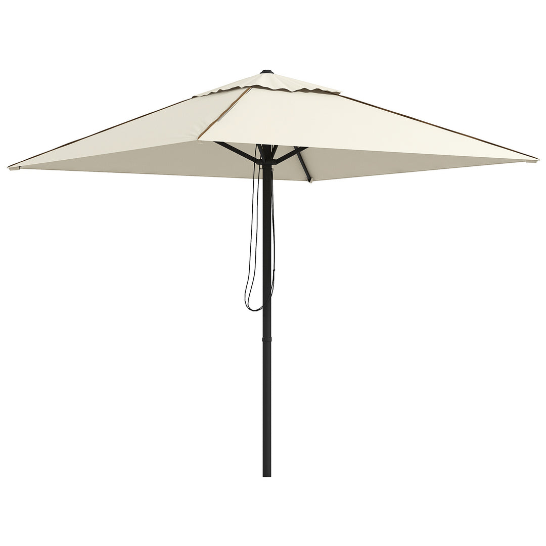 215cm Square Canopy Parasol, with Contrast Piping - Beige/Brown