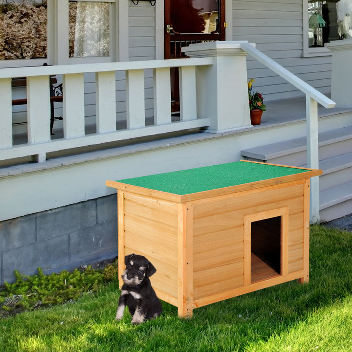 Pawhut 85cm Elevated Dog Kennel Wooden Pet House Outdoor Waterproof | Aosom UK