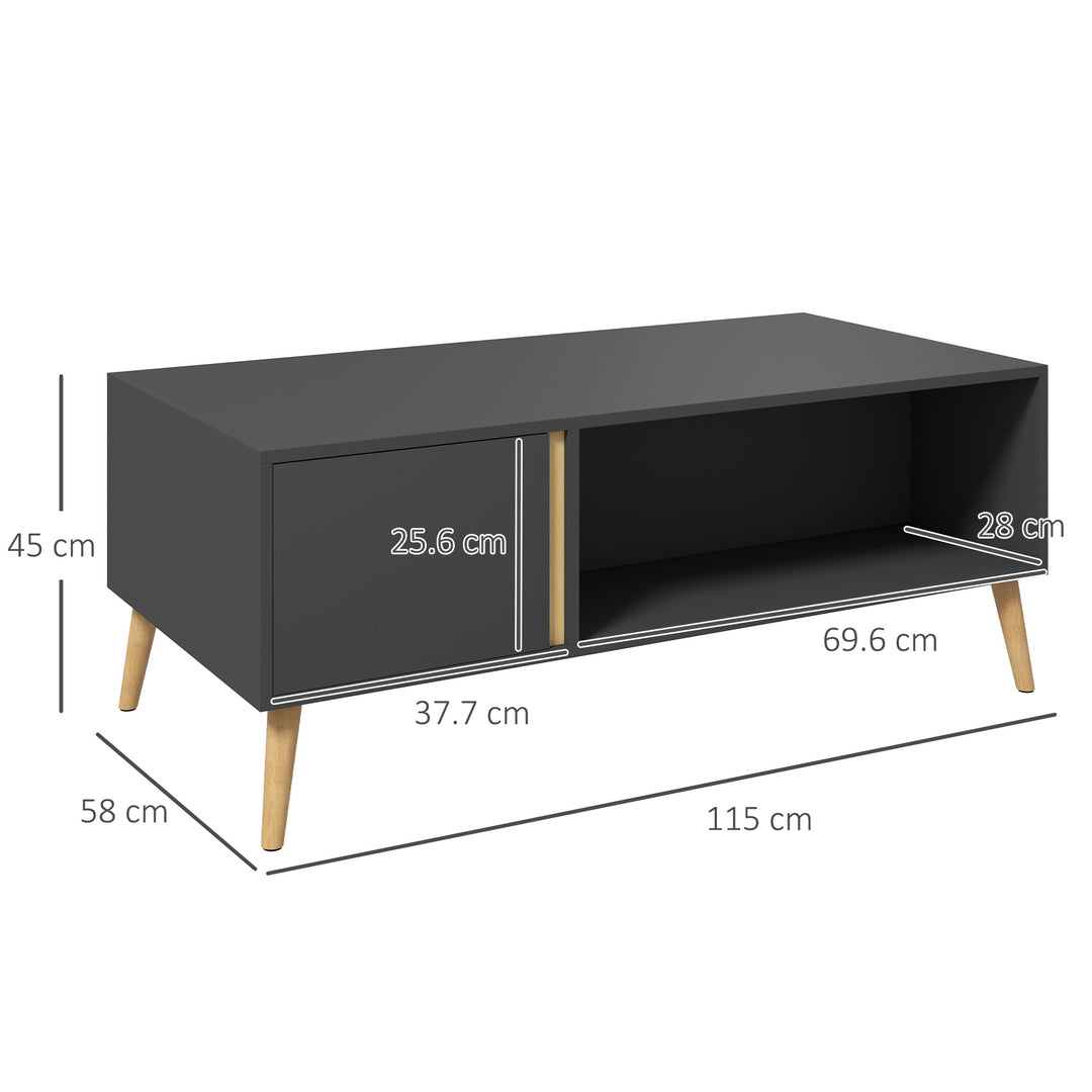 HOMCOM Coffee Table for Living Room, Modern Centre Table w/ Storage Compartments and Cabinets, Rectangular Side Table, 115x 58x 45cm, Grey | Aosom UK