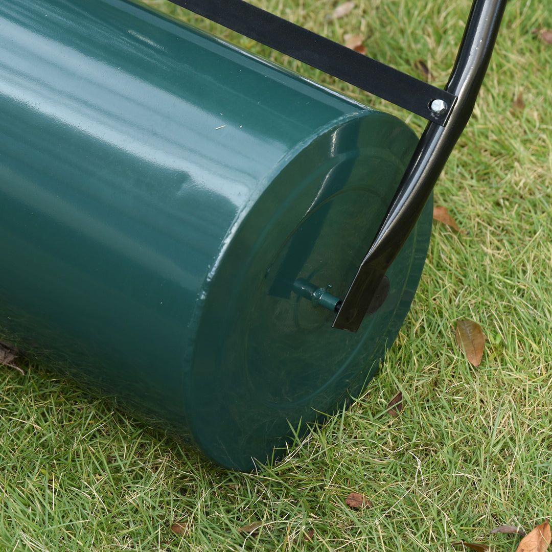 MCL 30 L Heavy Duty Water Or Sand Filled 30cm Garden Steel Lawn Roller Drum - Dark Green