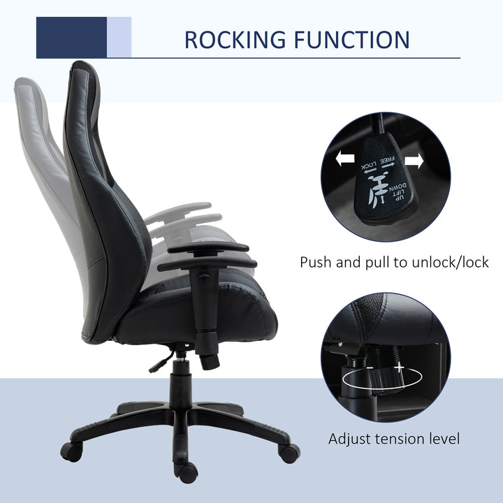 Racing Gaming Chair, Mesh & Faux Leather Computer Chair with High Back, Swivel Wheels, Adjustable Height and Armrest, Black
