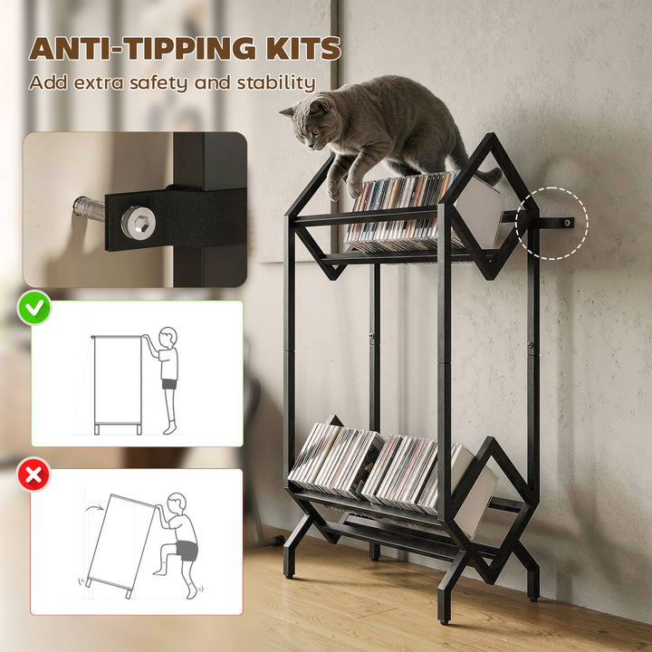 50 CD Storage Rack, 2-Tier Metal CD Storage Unit, Free Standing, Easy 