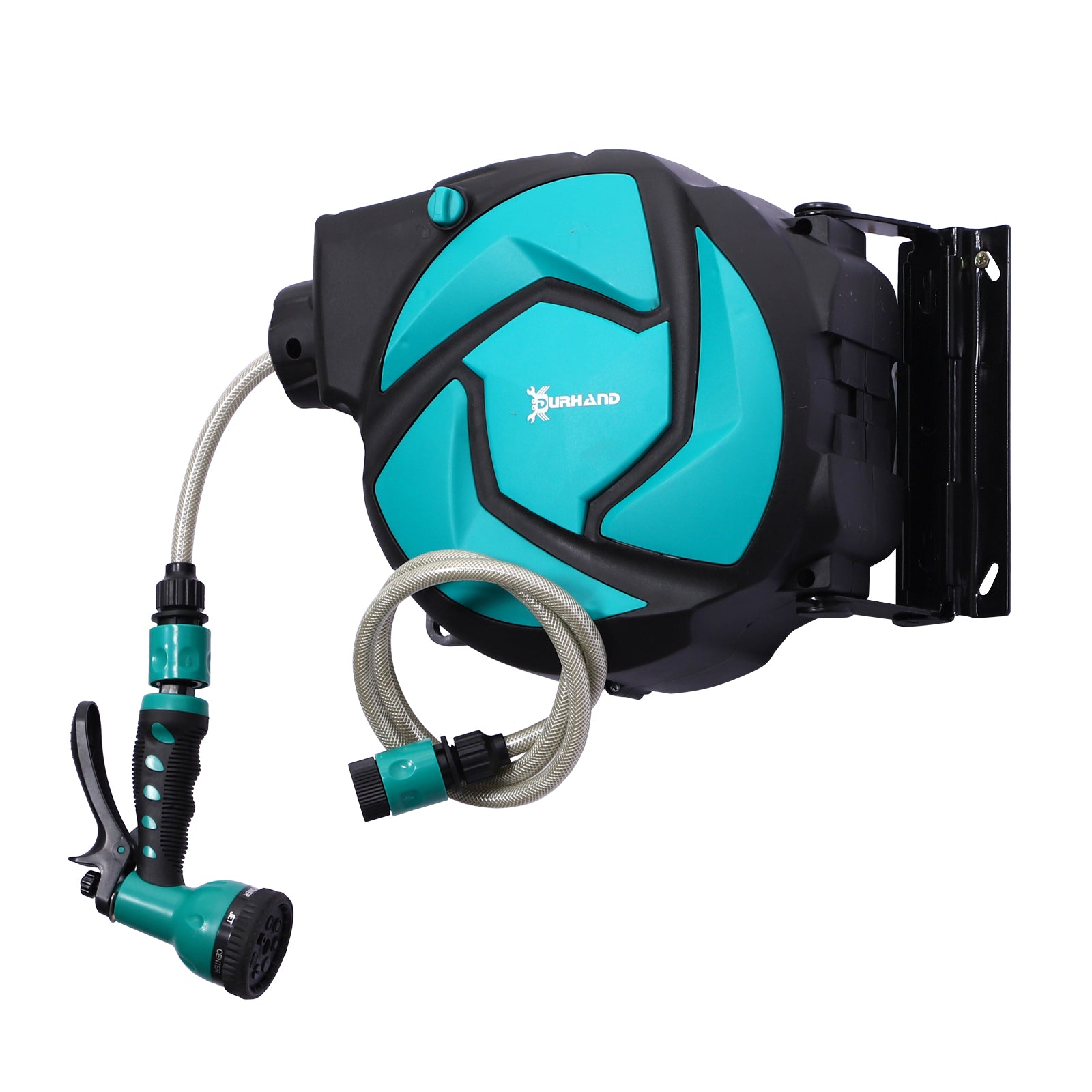 10m Garden Auto Hose Reel Wall Mounted Retractable 7 Patterns Spray Nozzle