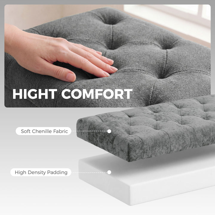 Storage Ottoman, Chenille Upholstered Ottoman Storage Box with Padded 