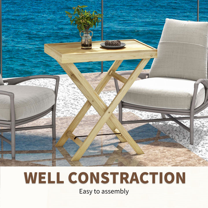 Outsunny Garden Table, Wooden Outdoor Side Table, 68x44cm, Perfect for Patio or Balcony, Natural Finish