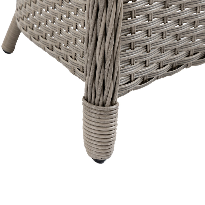 4 Seater Rattan Garden Furniture Set with Cushions, Round PE Rattan Dining Set with Glass-Top Table, Umbrella Hole, Outdoor Garden Table and Chairs, Mixed Grey