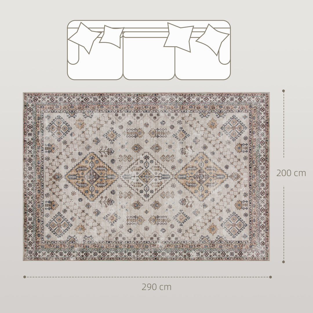 Vintage Area Rug, Non-Slip Washable Rug, Flannel Floor Carpet for Livi