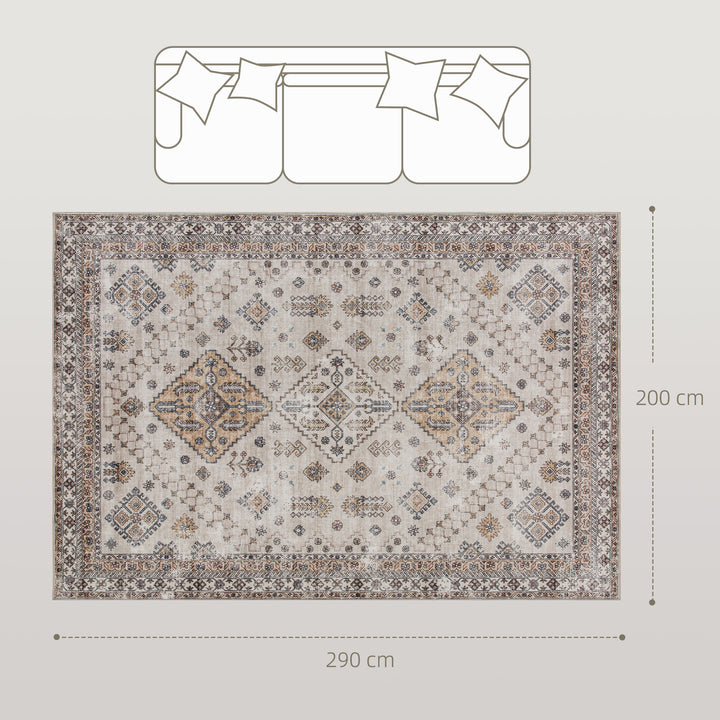 Vintage Area Rug, Non-Slip Washable Rug, Flannel Floor Carpet for Livi