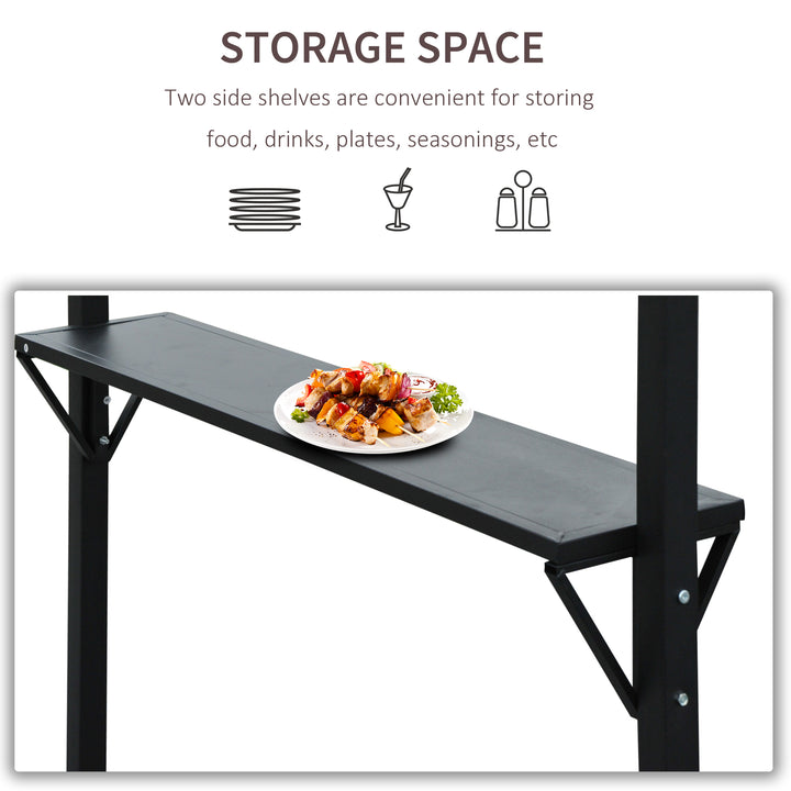 MCL 2.4 x 1.5 m (8' x 5') Grill Gazebo Canopy with Extendable Side Awnings, Outdoor BBQ Gazebo Shelter with 2 Side Shelves for Garden, Patio, Barbecue, Picnic, Coffee