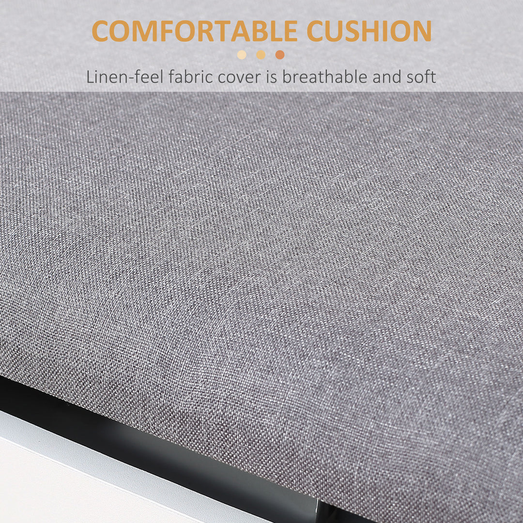 Shoe Bench with Cushion, Modern Storage Bench with Padded Seat, 2-tier Cabinet, Hidden Storage, Adjustable Shelf for Living Room and Entryway, Light Grey