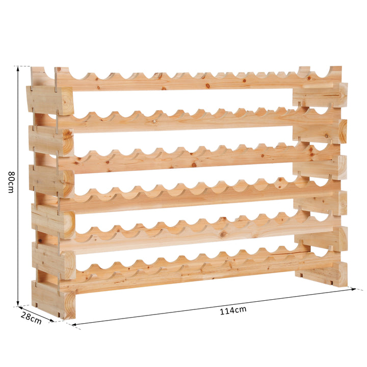 Six-Tier, 72 Bottle Wooden Wine Rack - Natural